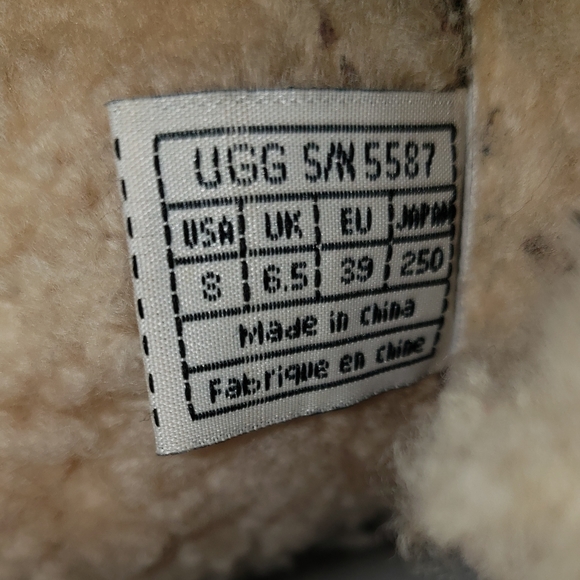 UGG 5587 Brown Leather Sheepskin Lined Boots Size 8 - Picture 10 of 10